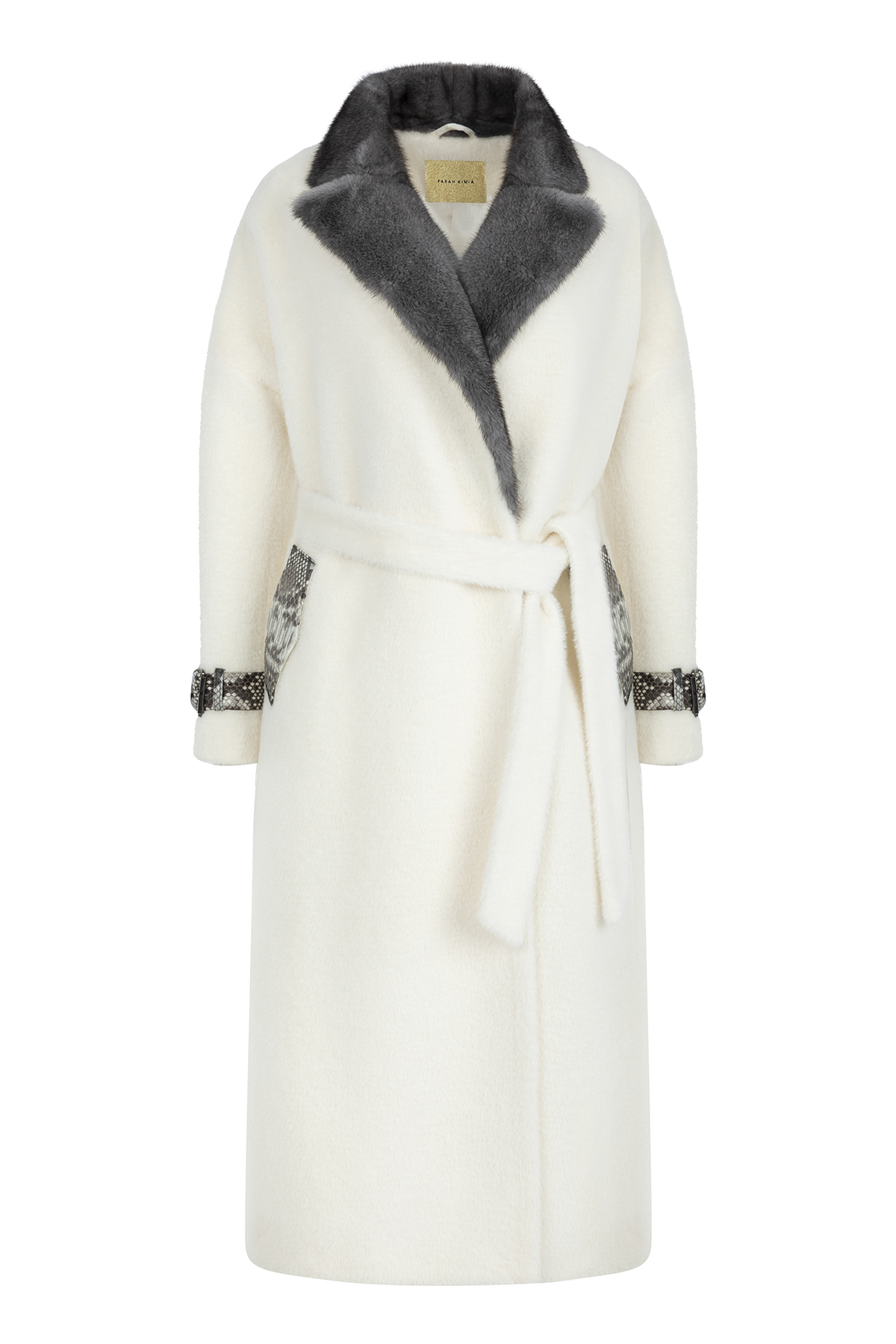 White Alcantara Coat with Mink Collar – FARAH KIMIA